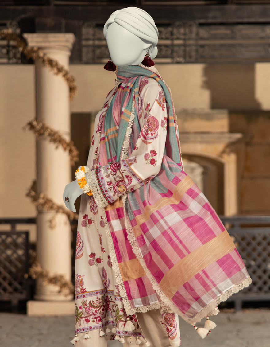 Lawn Multicolor Unstitched Suit - J. Junaid Jamshed