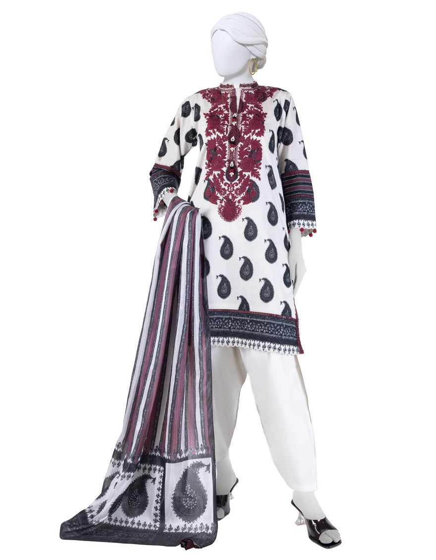 Lawn Multicolor Unstitched Suit - J. Junaid Jamshed