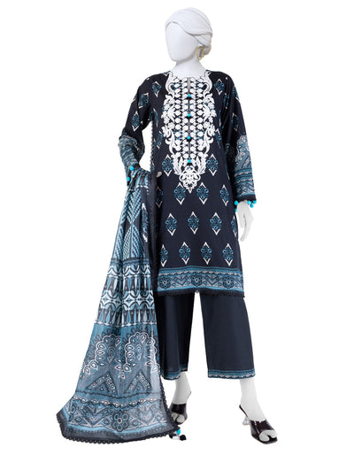 Lawn Multicolor Unstitched Suit - J. Junaid Jamshed