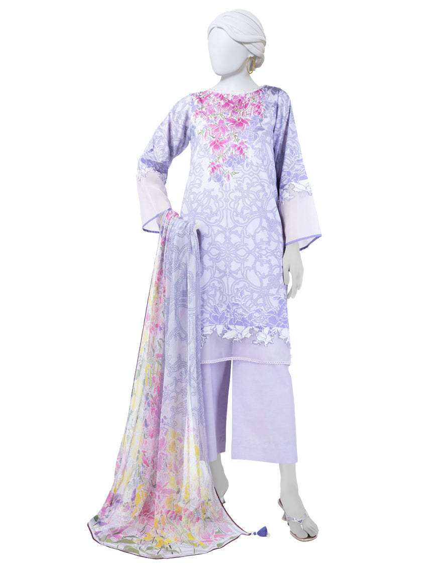 Lawn Lilac Unstitched Suit - J. Junaid Jamshed