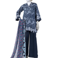 Lawn Blue Unstitched Suit - J. Junaid Jamshed