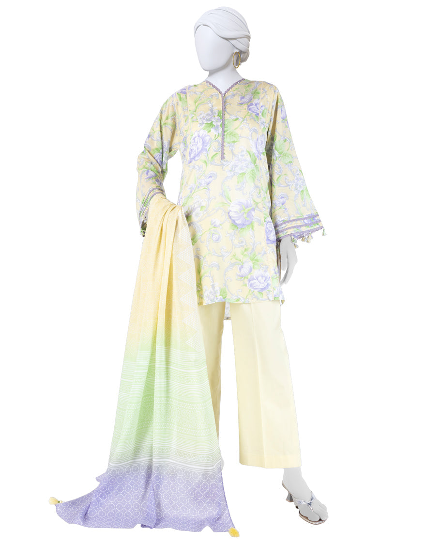 Lawn Multicolor Unstitched Suit - J. Junaid Jamshed