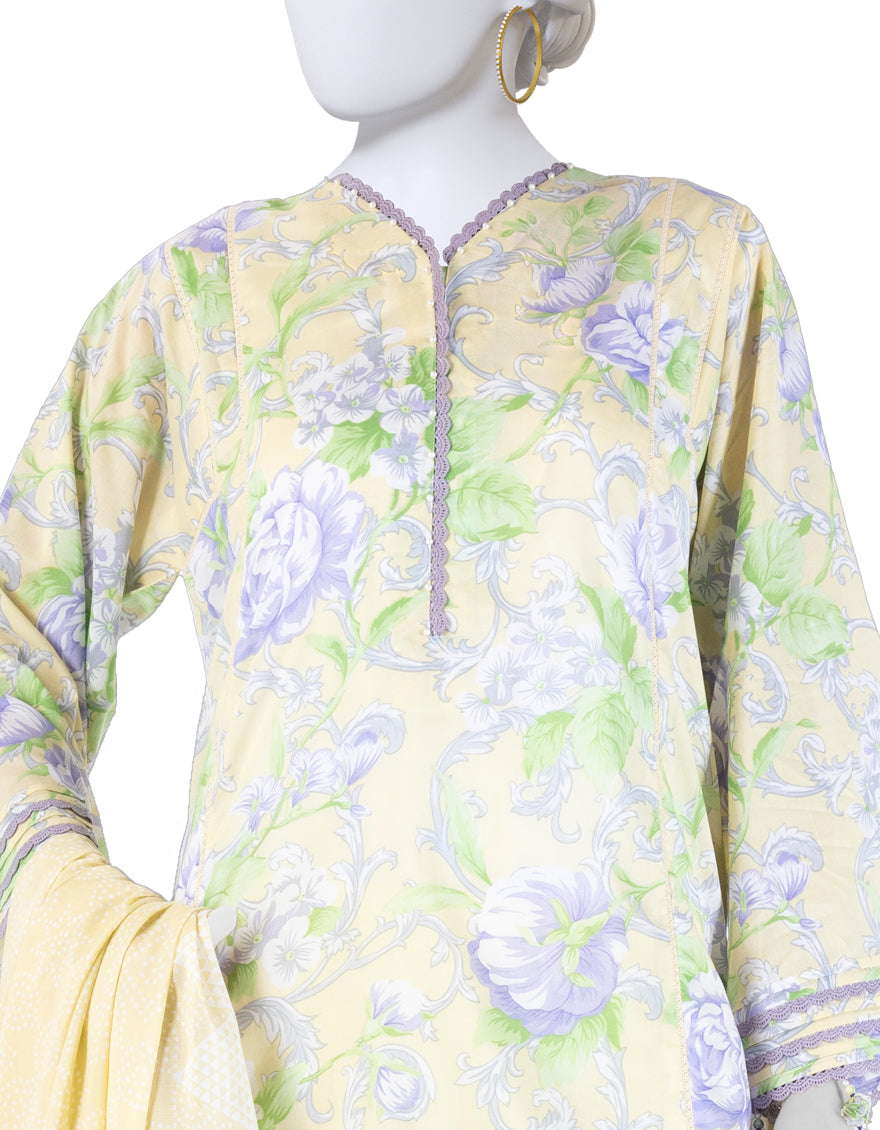 Lawn Multicolor Unstitched Suit - J. Junaid Jamshed