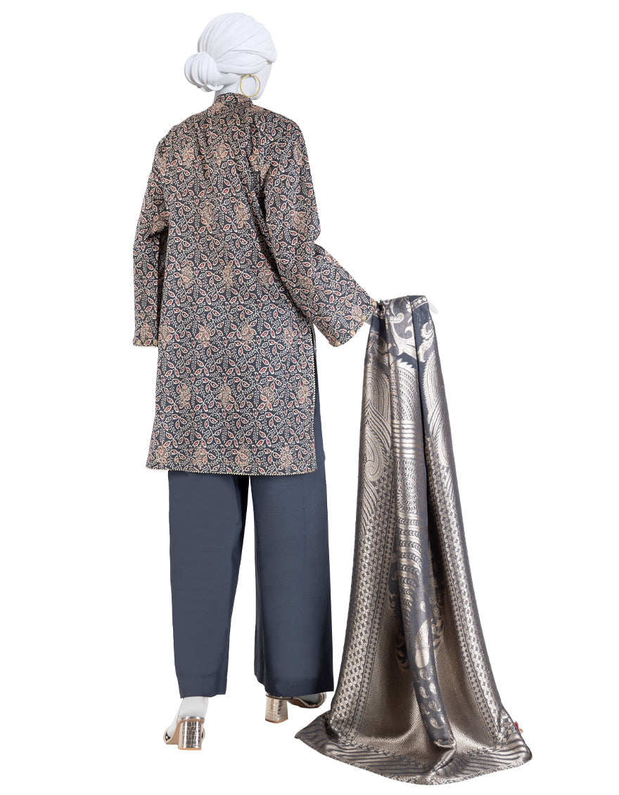 Jacquard Multicolor Unstitched Suit - J. Junaid Jamshed