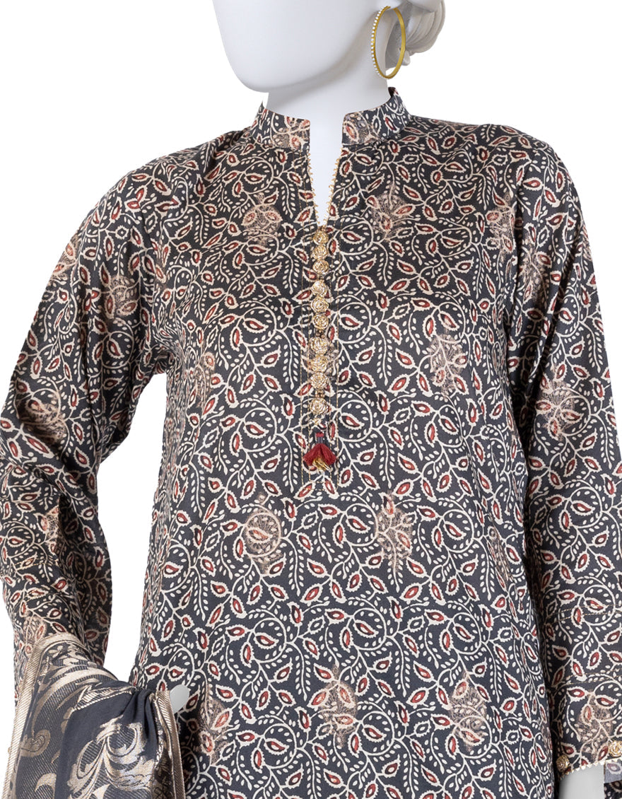 Jacquard Multicolor Unstitched Suit - J. Junaid Jamshed