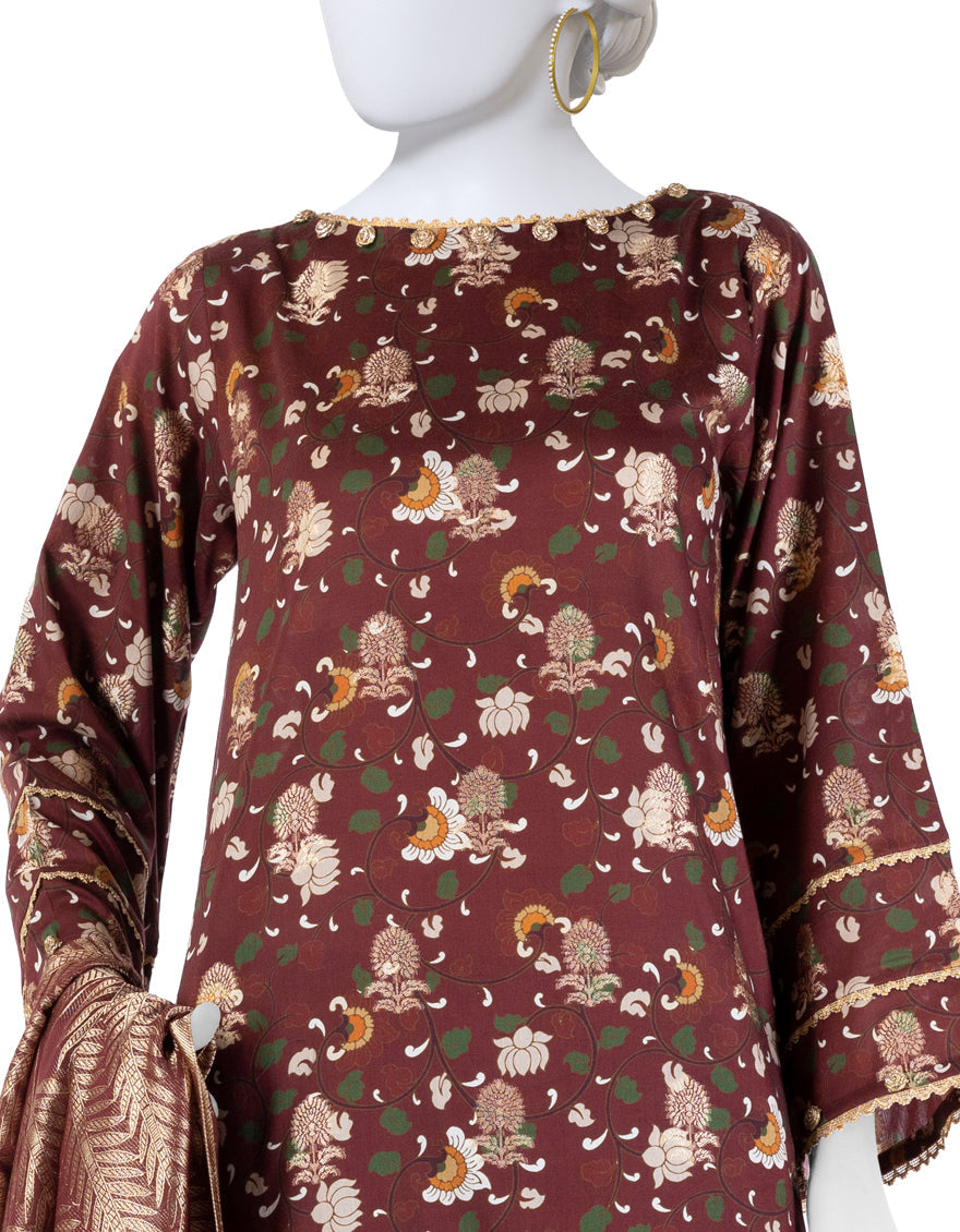 Jacquard Multicolor Unstitched Suit - J. Junaid Jamshed