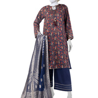 Jacquard Blue Unstitched Suit - J. Junaid Jamshed