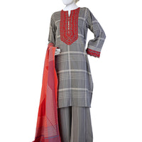 Lawn Grey Stitched Suit - J. Junaid Jamshed