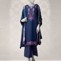 Maple Silk Blue Stitched Suit - J. Junaid Jamshed