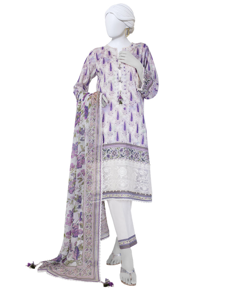 Lawn Off White Unstitched Suit - J. Junaid Jamshed