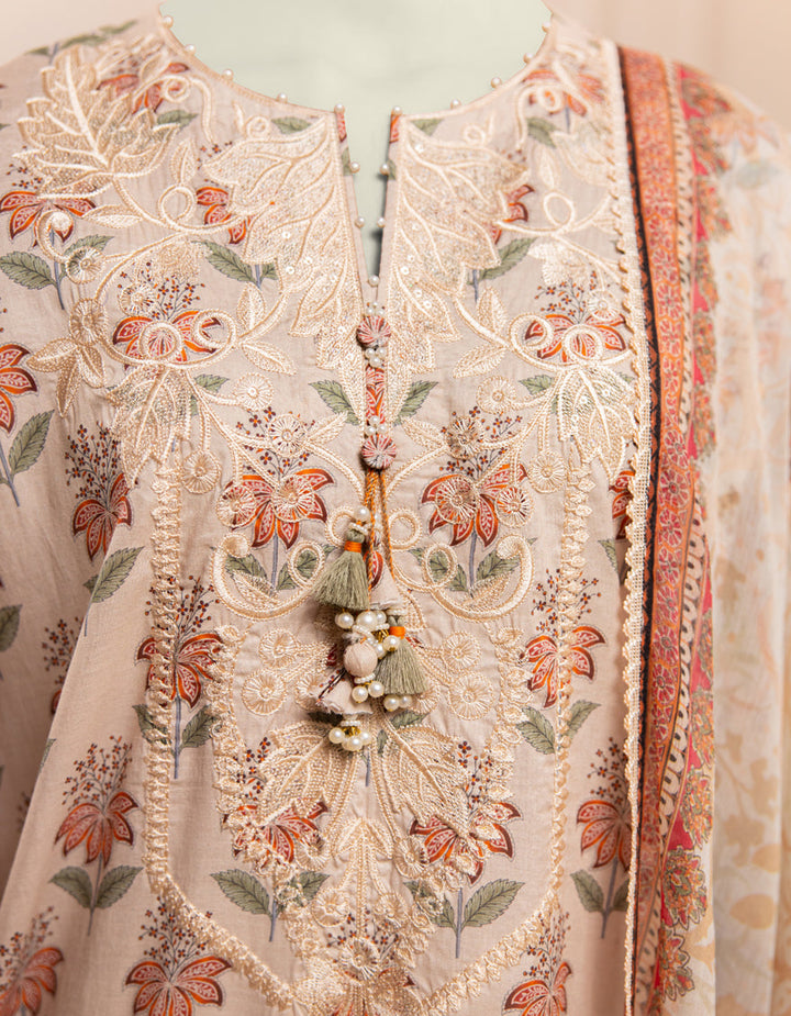 Lawn Peach Unstitched Suit - J. Junaid Jamshed