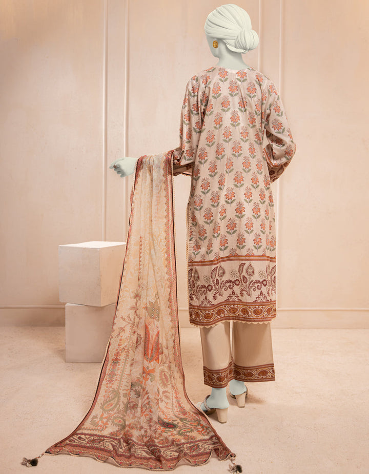 Lawn Peach Unstitched Suit - J. Junaid Jamshed