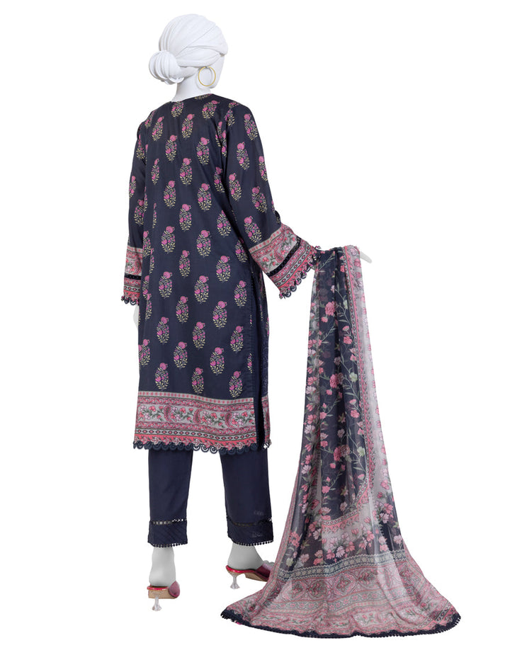Lawn Blue Unstitched Suit - J. Junaid Jamshed