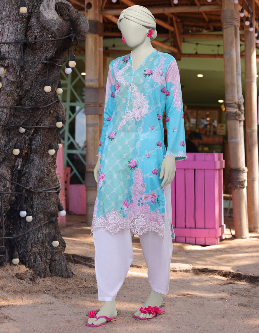 Lawn Blue Kurti - J. Junaid Jamshed