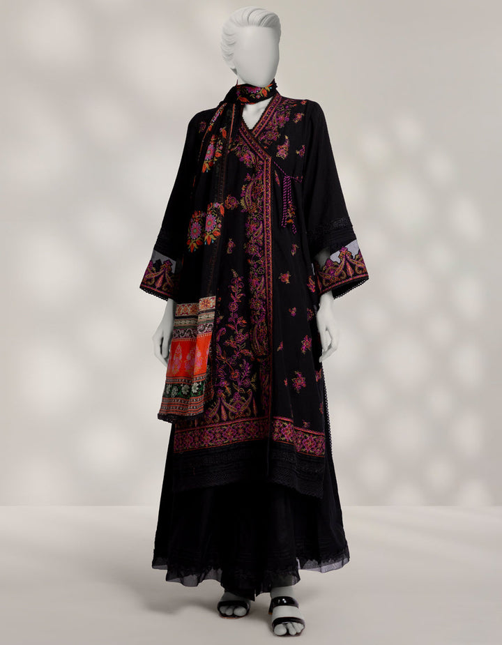 Khaddar Slub Black Stitched Suit - J. Junaid Jamshed