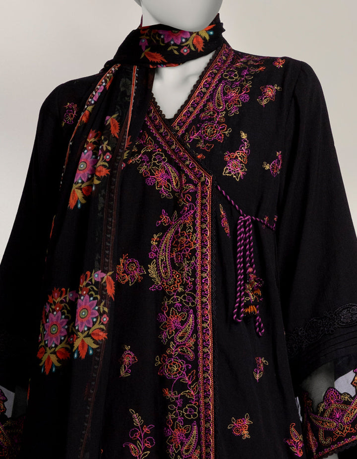 Khaddar Slub Black Stitched Suit - J. Junaid Jamshed