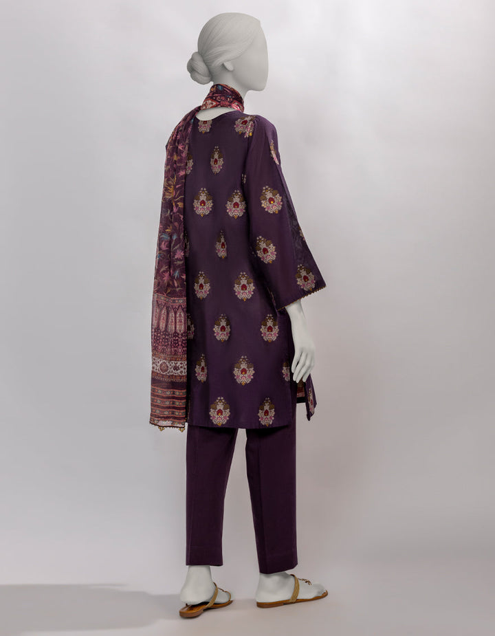 Jacquard Purple Unstitched Suit - J. Junaid Jamshed