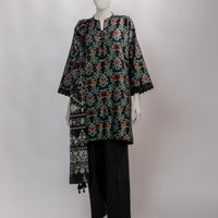 Jacquard Black Unstitched Suit - J. Junaid Jamshed