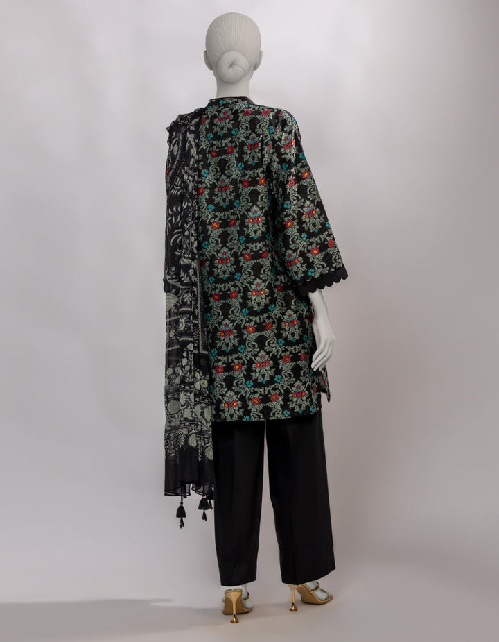 Jacquard Black Unstitched Suit - J. Junaid Jamshed