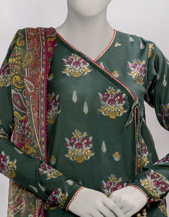 Jacquard Green Unstitched Suit - J. Junaid Jamshed