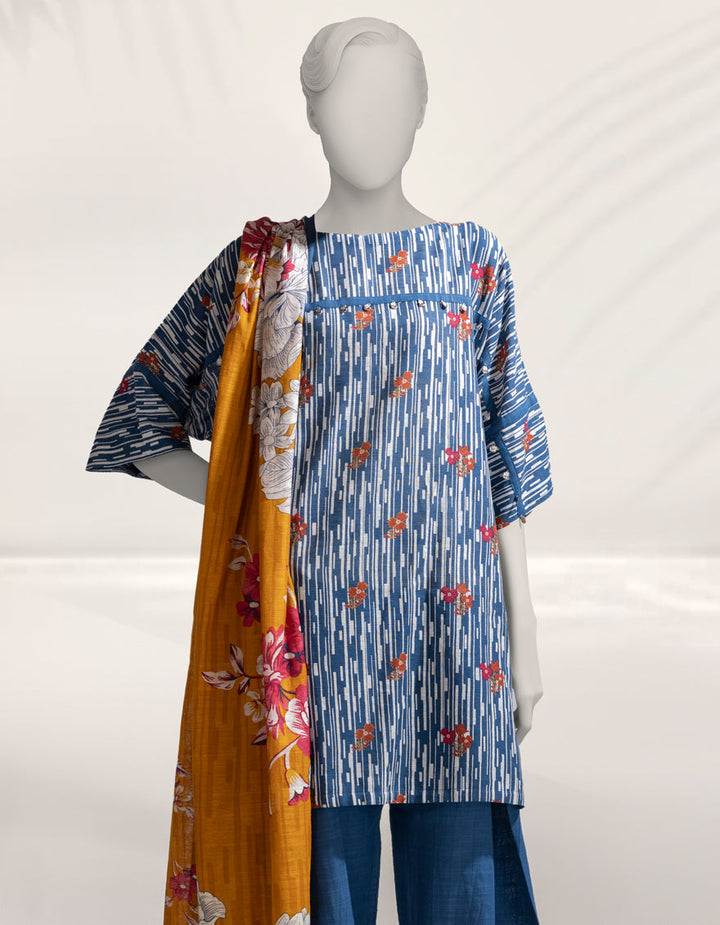 Khaddar Multicolor Unstitched Suit - J. Junaid Jamshed