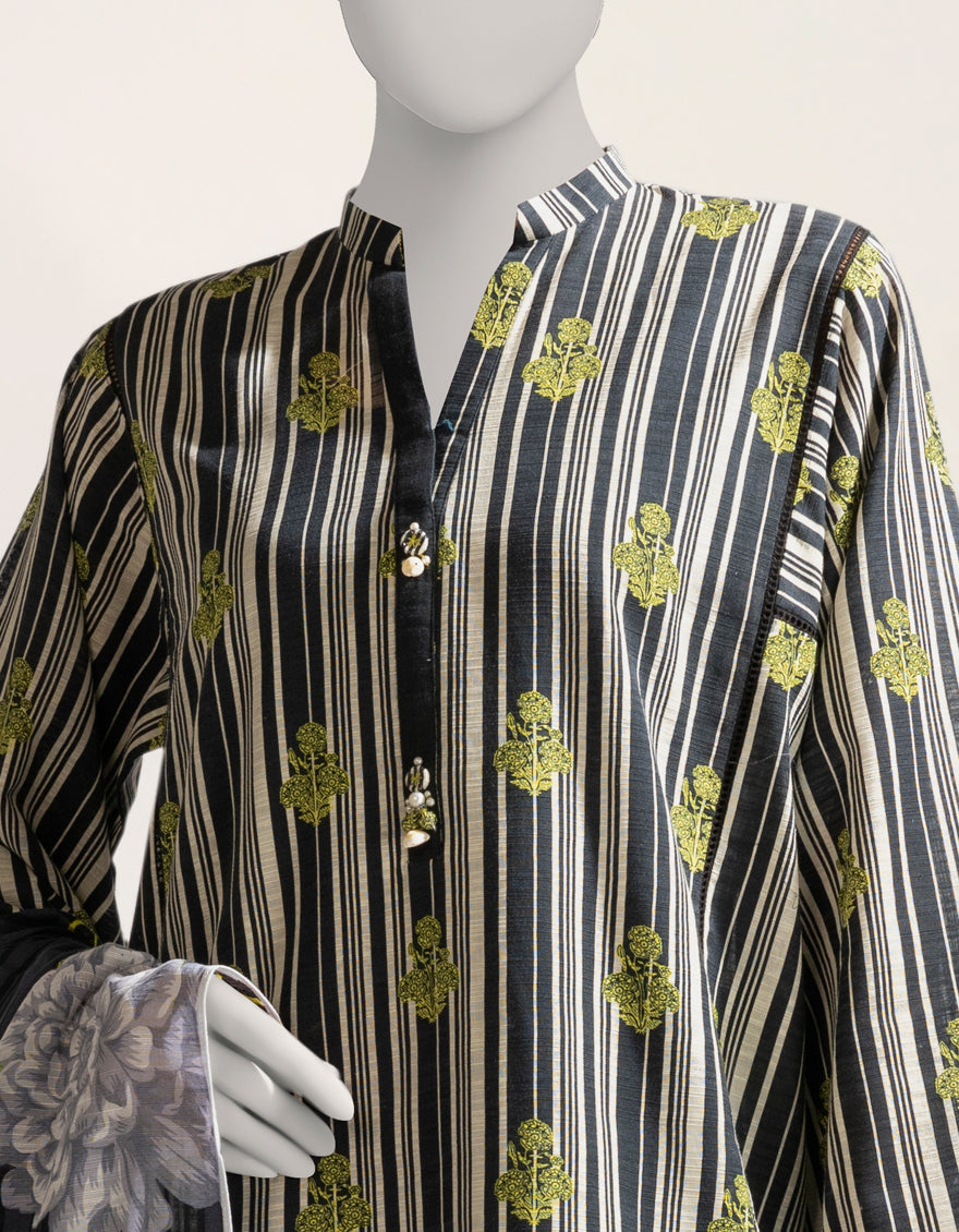 Khaddar Multicolor Unstitched Suit - J. Junaid Jamshed