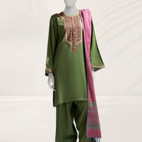 Linen Green Unstitched Suit - J. Junaid Jamshed