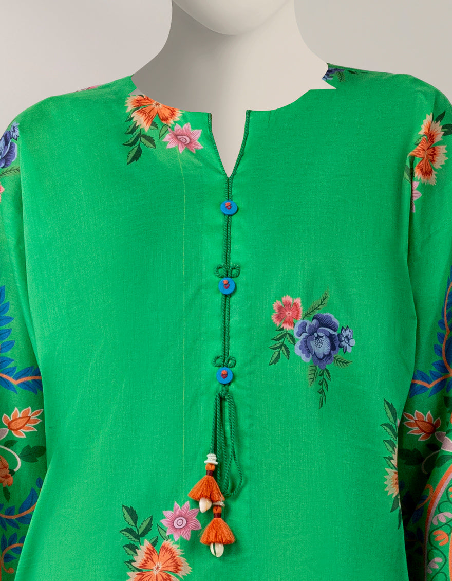 Jacquard Green Stitched Suit - J. Junaid Jamshed