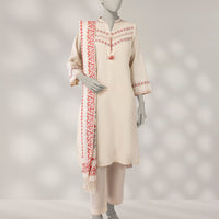 Jacquard Cream Stitched Suit - J. Junaid Jamshed