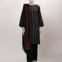 Jacquard Black Unstitched Suit - J. Junaid Jamshed