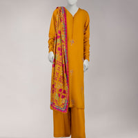 Linen Mustard Unstitched Suit - J. Junaid Jamshed