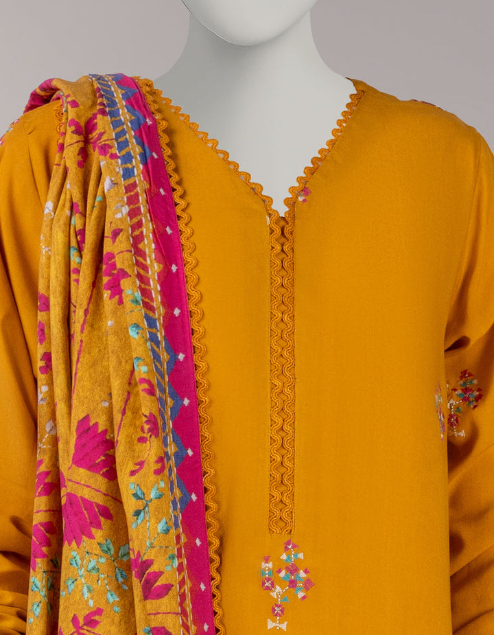 Linen Mustard Unstitched Suit - J. Junaid Jamshed