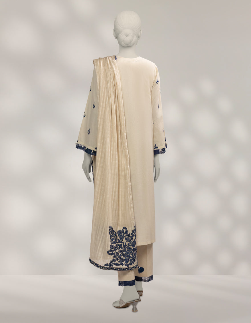Cambric Off White Unstitched Suit - J. Junaid Jamshed