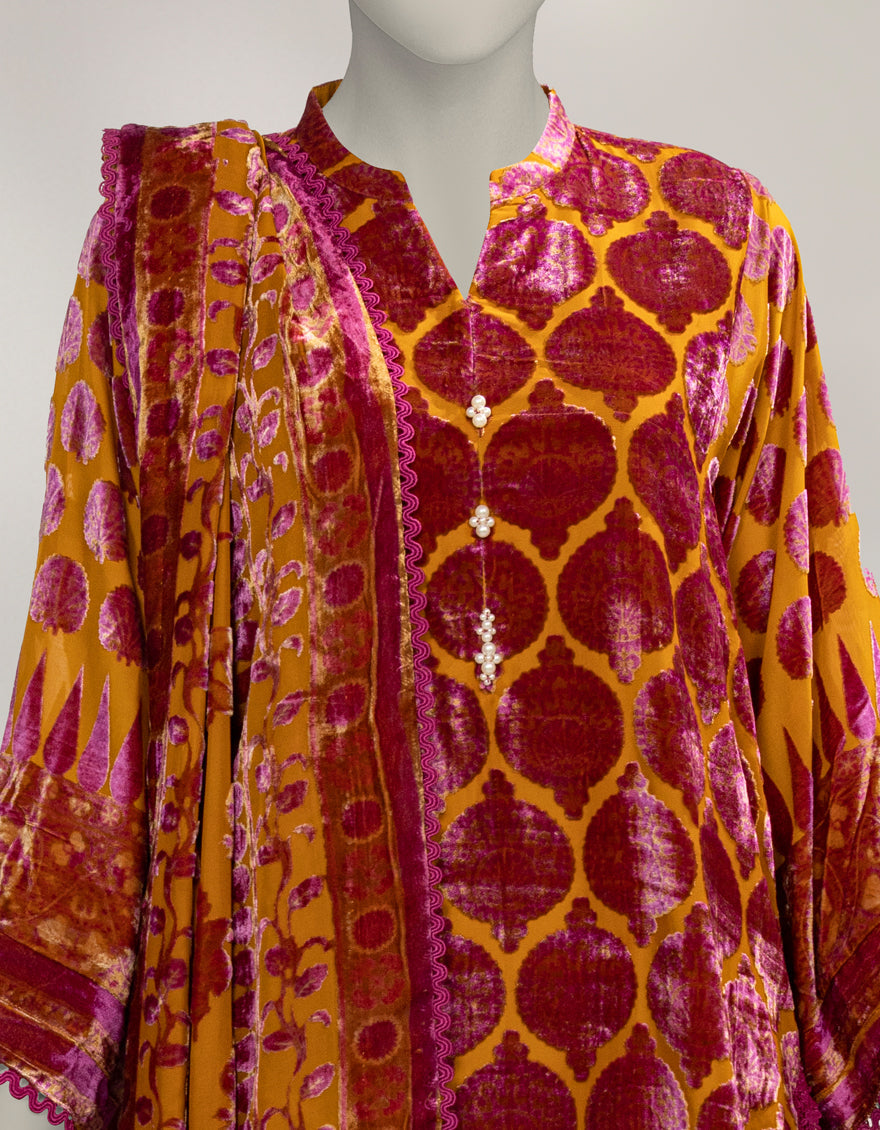 Palachi Multicolor Unstitched Suit - J. Junaid Jamshed