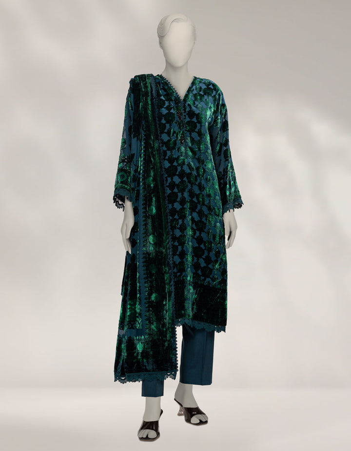 Palachi Multicolor Unstitched Suit - J. Junaid Jamshed