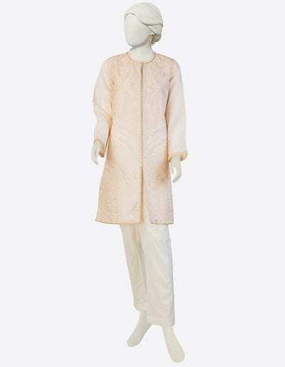 Lawn Beige Kurti - J. Junaid Jamshed