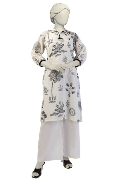 Lawn White Kurti- J. Junaid Jamshed