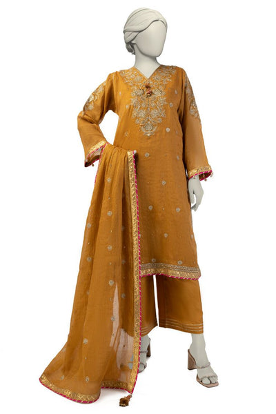 Cotton Brown Stitched Suit - J. Junaid Jamshed