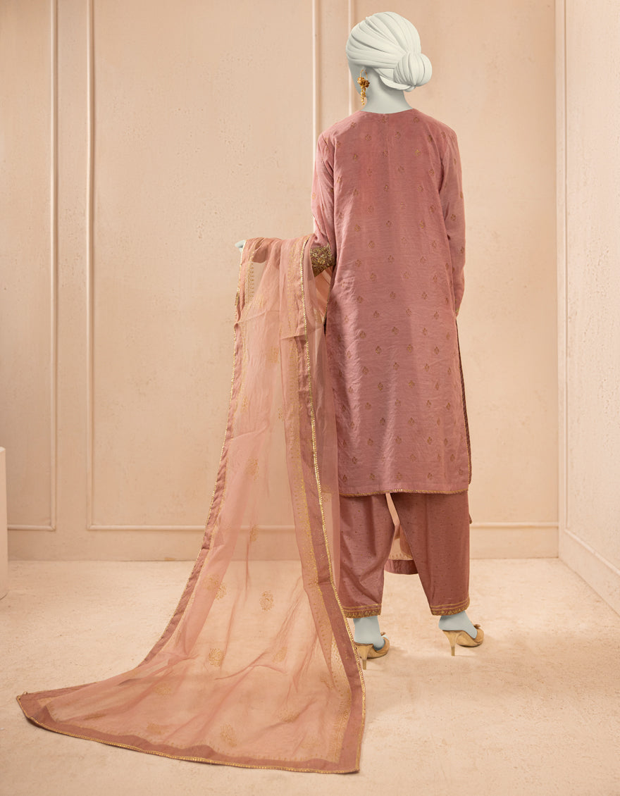 Paper Cotton Pink Stitched Suit - J. Junaid Jamshed