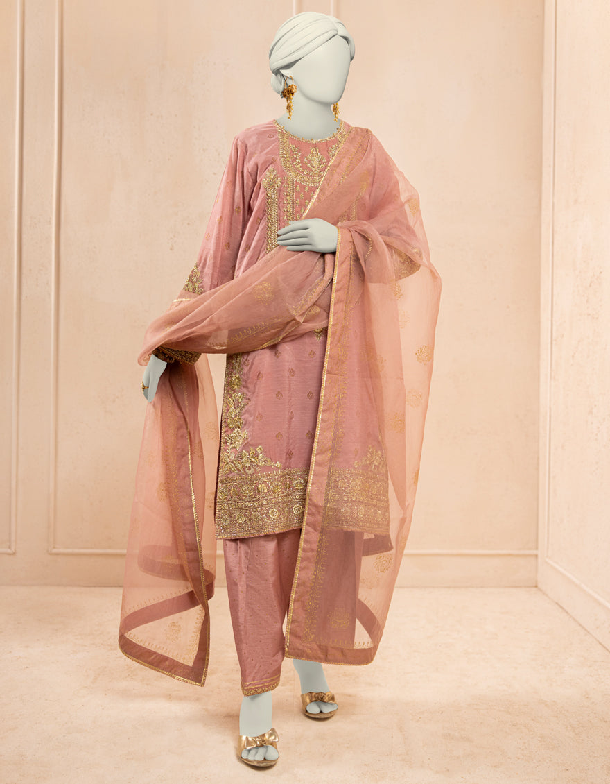 Paper Cotton Pink Stitched Suit - J. Junaid Jamshed