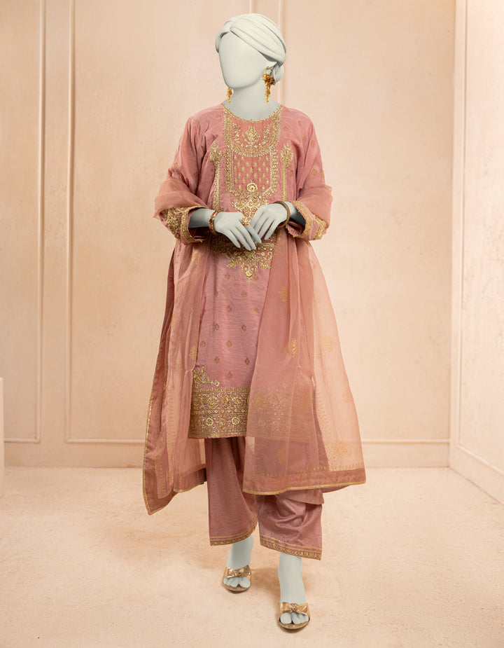 Paper Cotton Pink Stitched Suit - J. Junaid Jamshed