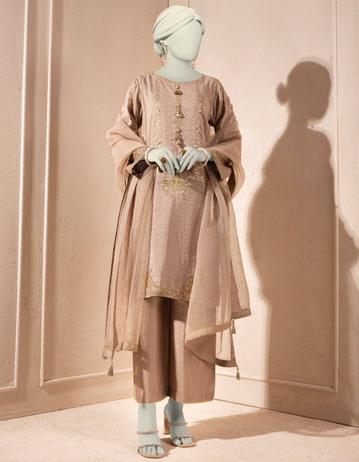 Paper Cotton Beige Stitched Suit - J. Junaid Jamshed