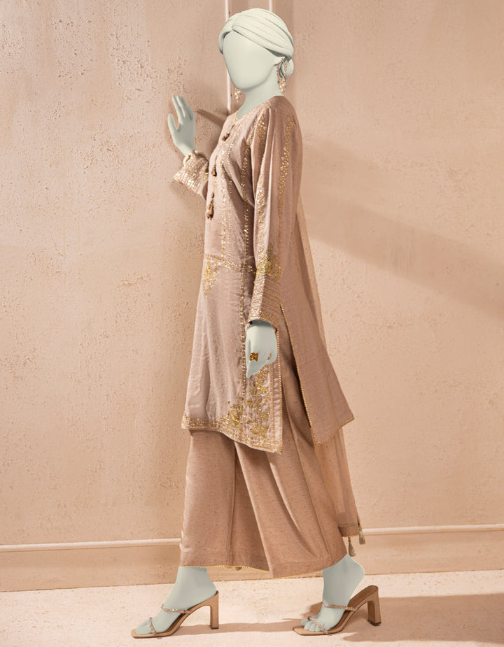 Paper Cotton Beige Stitched Suit - J. Junaid Jamshed