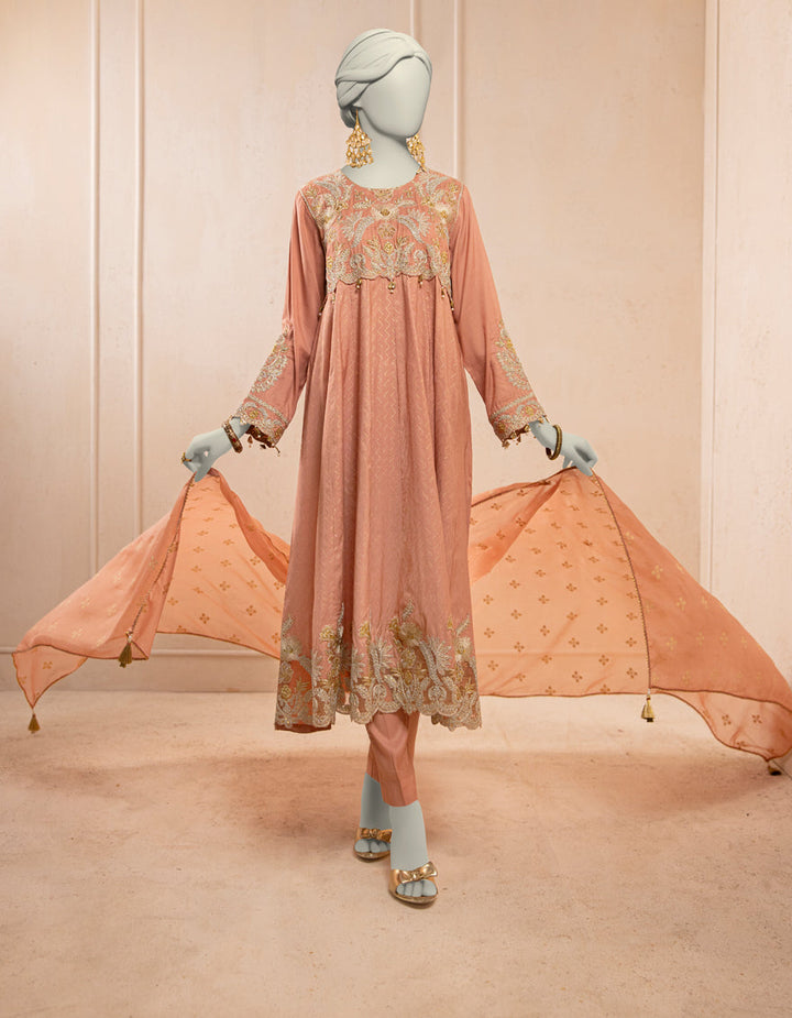 Silk Pink Stitched Suit - J. Junaid Jamshed
