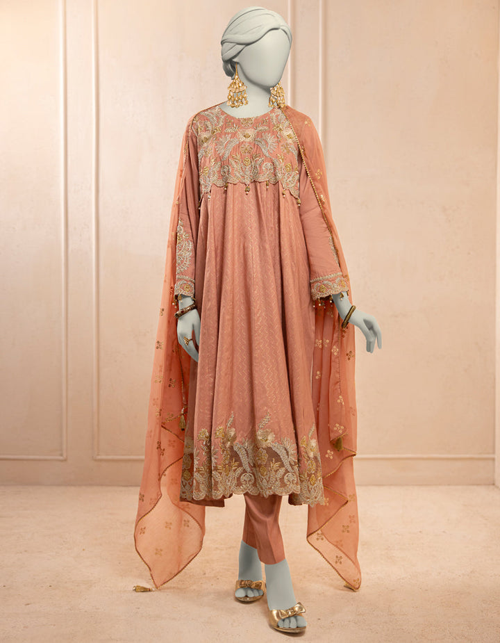 Silk Pink Stitched Suit - J. Junaid Jamshed