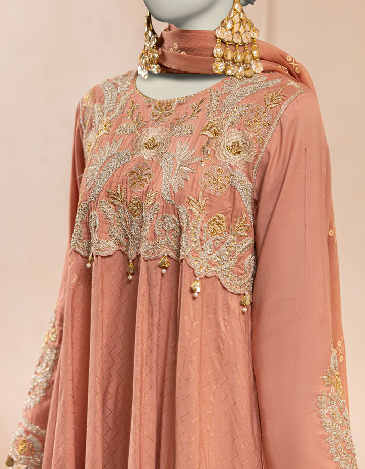 Silk Pink Stitched Suit - J. Junaid Jamshed