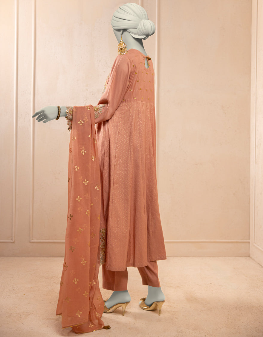 Silk Pink Stitched Suit - J. Junaid Jamshed