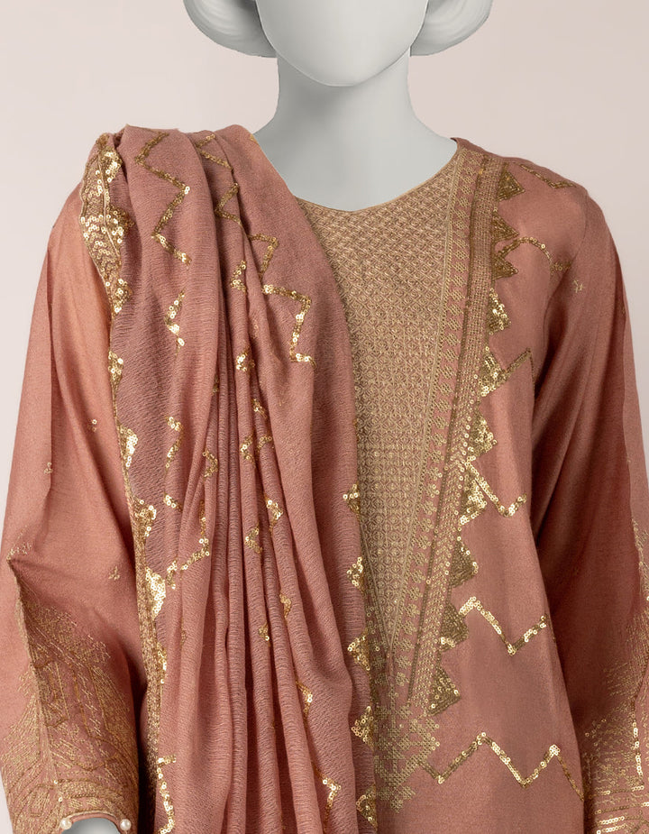 Cotton Net Peach Stitched Suit - J. Junaid Jamshed