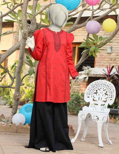 Lawn Red Kurti - J. Junaid Jamshed