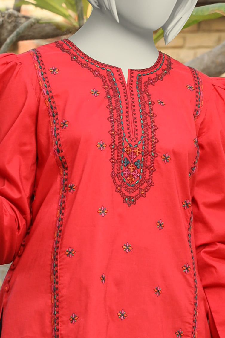 Lawn Red Kurti - J. Junaid Jamshed